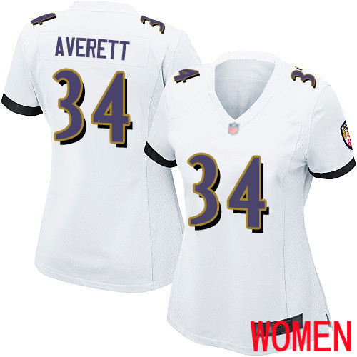 Baltimore Ravens nike_ravens_2940Game White Women Anthony Averett Road Jersey NFL Football #34 Baltimore Ravens->women nfl jersey->Women Jersey